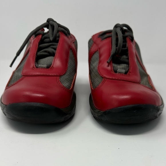 Prada Red & Gray America's Cup Leather Sneaker Size 10 - Picture 3 of 13